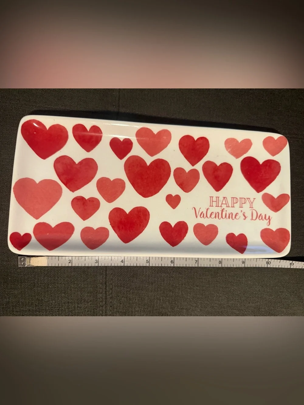 Valentine's Day Red Heart Ceramic Serving Tray